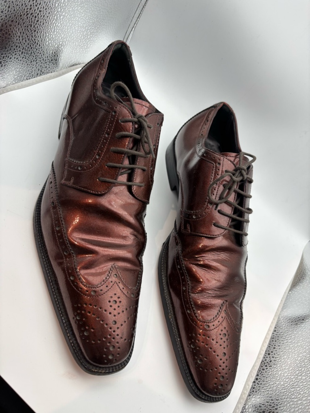 Dolce Gabbana Men's Burgundy Leather Wingtip Dress Shoes size 9